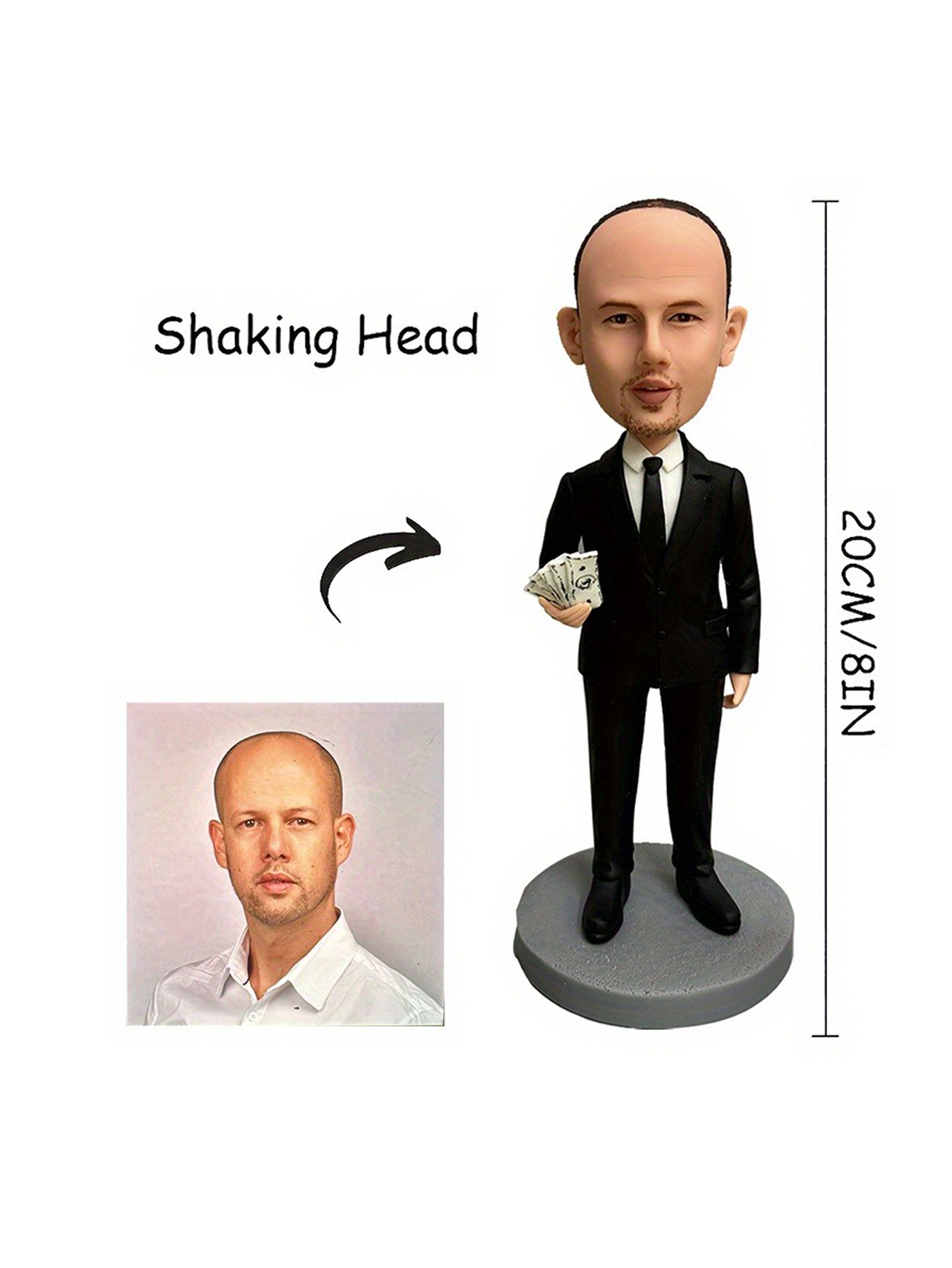 Custom Clay Cartoon Bobblehead Dolls Personalized photo customization with a slightly cartoonish, exclusive private design